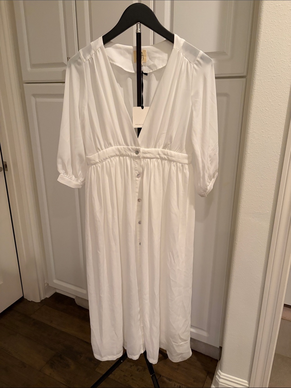 D.ra Women's White Button-Front Midi Dress